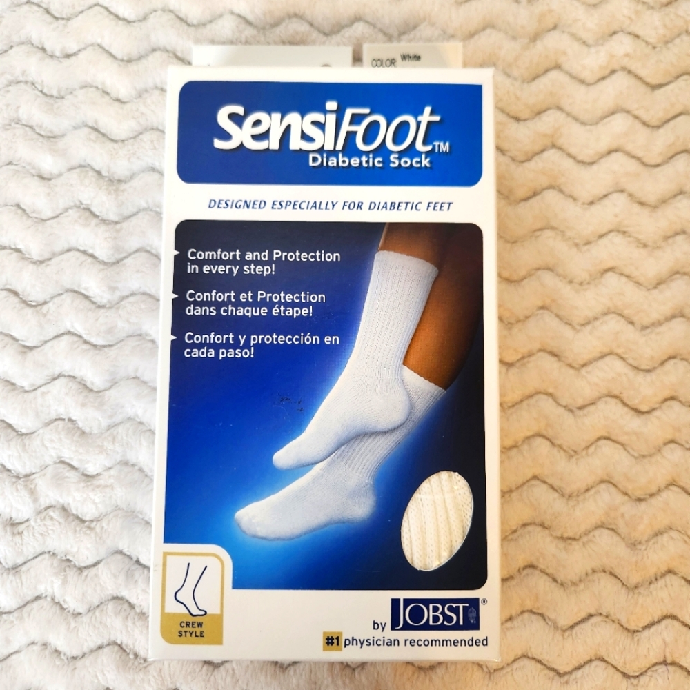 Jobst SensiFoot Crew Length Diabetic Sock NIB